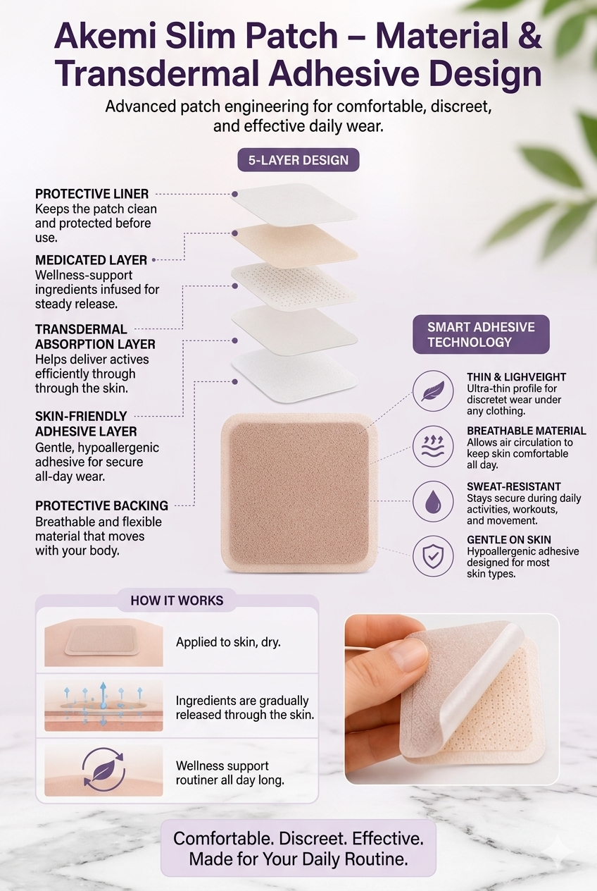 Akemi Slim Patch - 5-Layer Transdermal Design & Smart Adhesive Technology