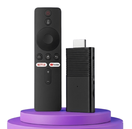 Person plugging Flixy TV Stick into an HDMI port, highlighting its compact size.