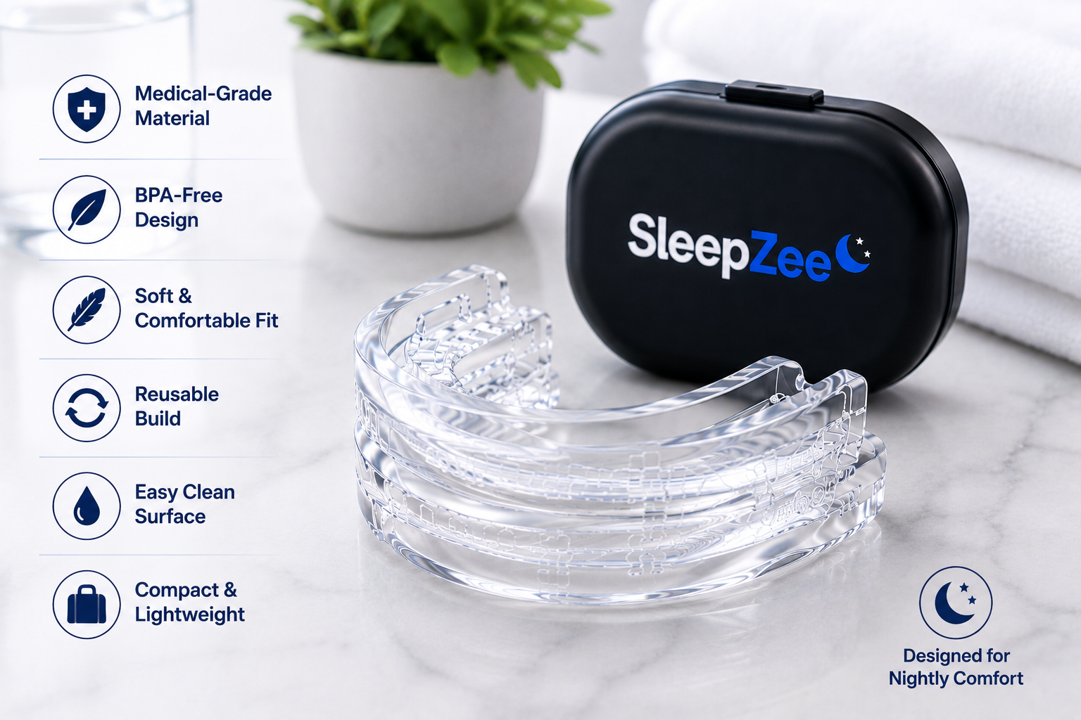 SleepZee mouth guard medical grade material and build quality