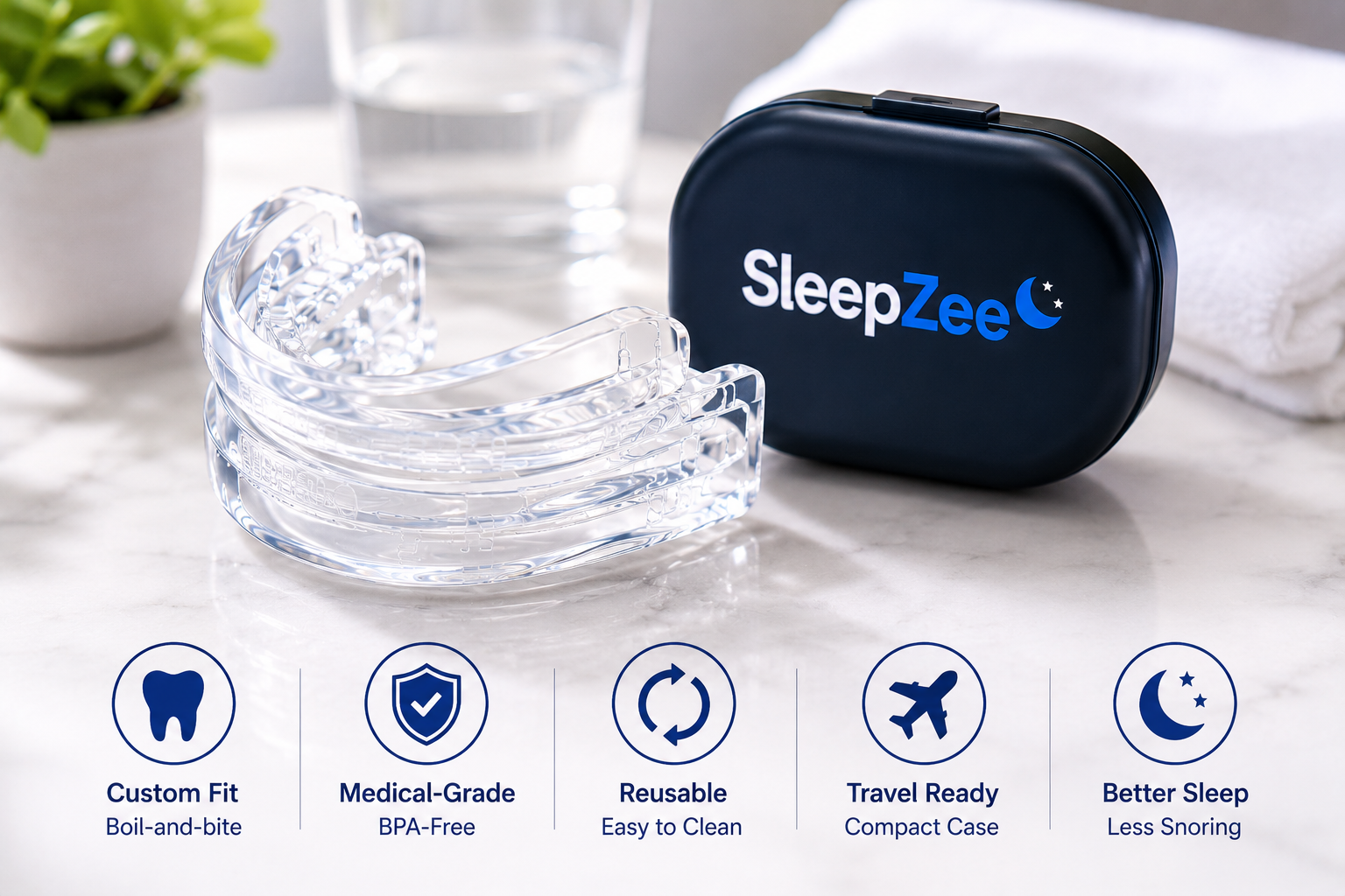SleepZee mouthpiece specification and custom fit design