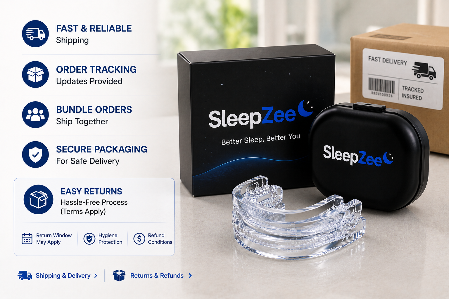 SleepZee Shipping and Return Policy