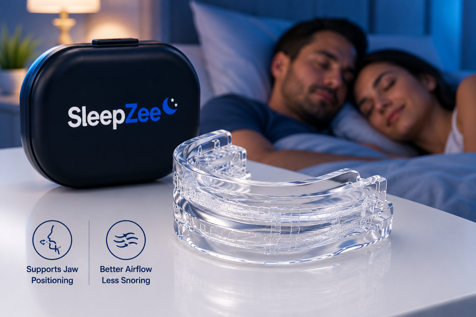 SleepZee snoring mouthpiece for quiet sleep and better airflow